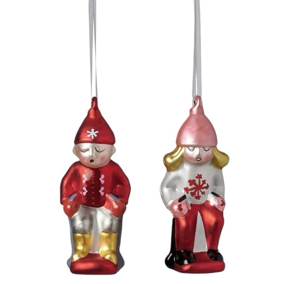 Set 2 New IKEA VINTERFINT Hanging Ornaments Winter-dressed Couple Red 505.303.75 - Picture 2 of 4